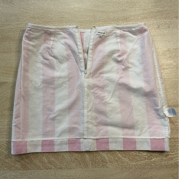 Madewell 100% Cotton Lined Barbie Mini Skirt Cara Stripe Light Pink & White 8 - Picture 7 of 11
